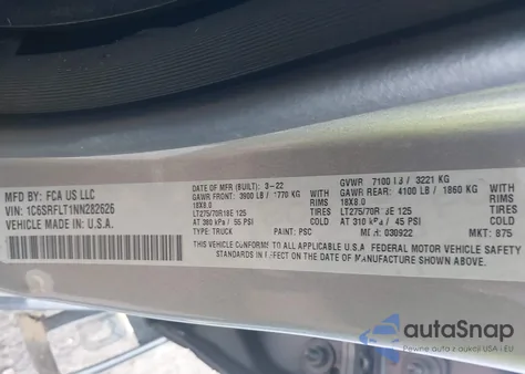 2022 Ram 1500 Rebel from USA, damaged, VIN 1C6SRFLT1NN282626